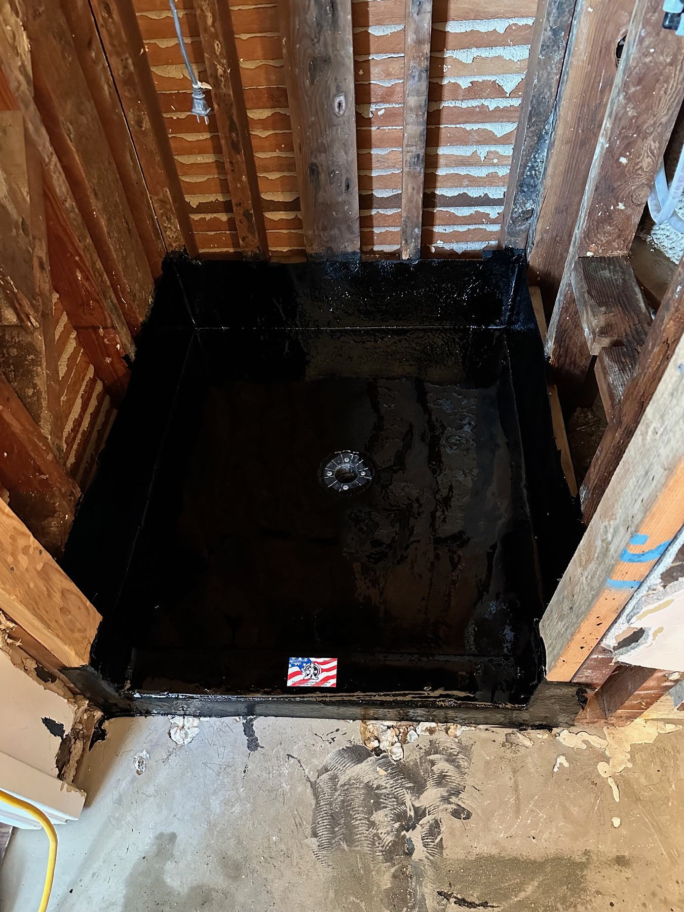 Waterproofed shower pan
