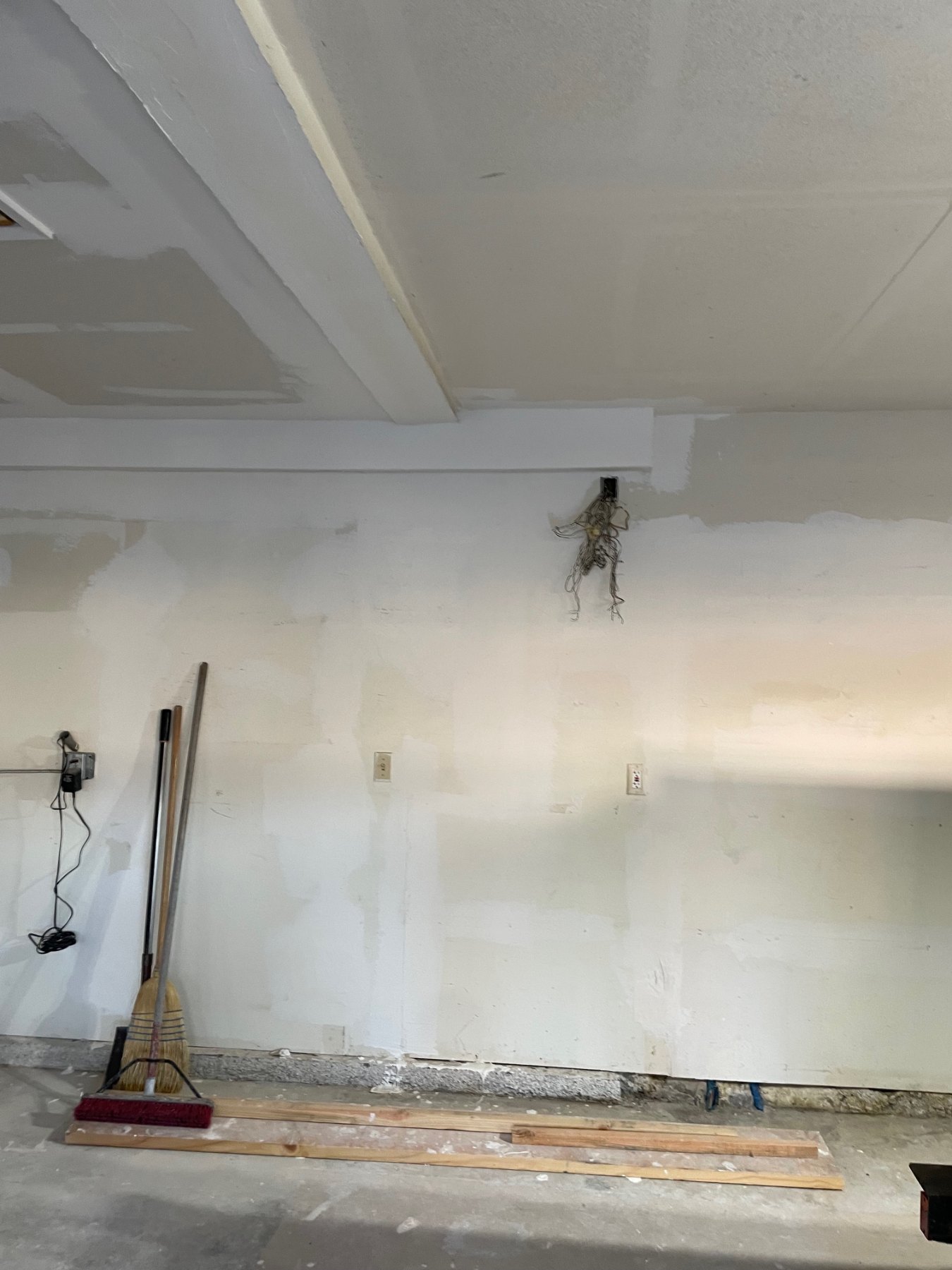 Finished garage walls during remodel