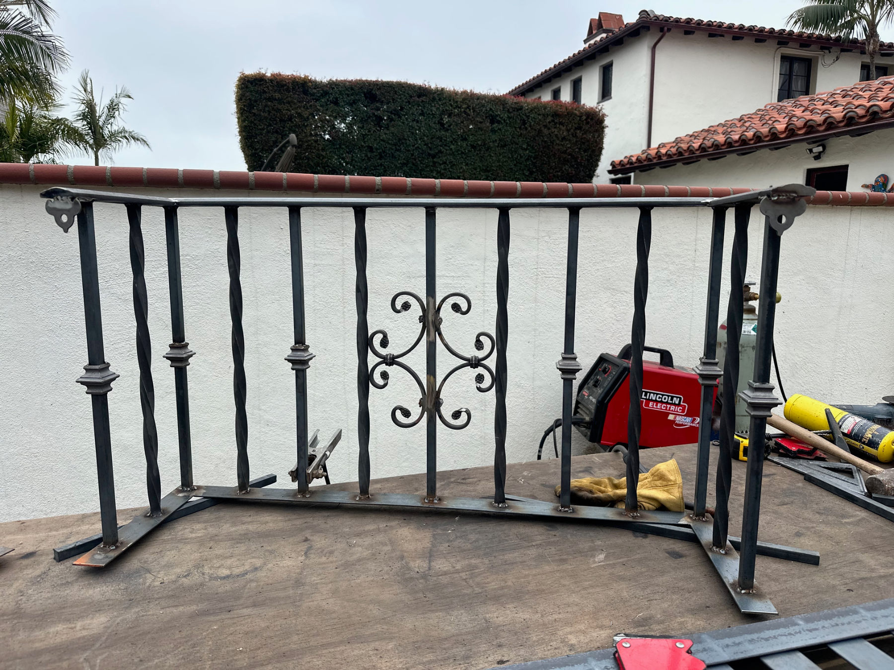 Wrought iron balcony assembly
